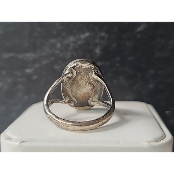 925 Sterling Silver Tiger's Eye Oval Ring Vintage, SIZE US 7.5, READ Description - Picture 5 of 10